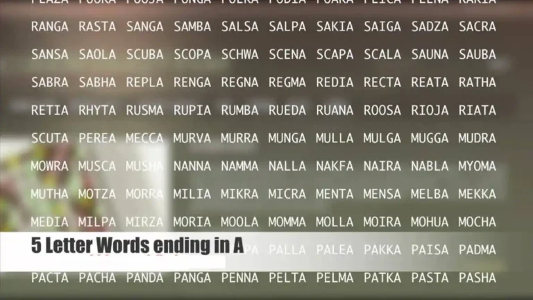 5 letter words that end with a