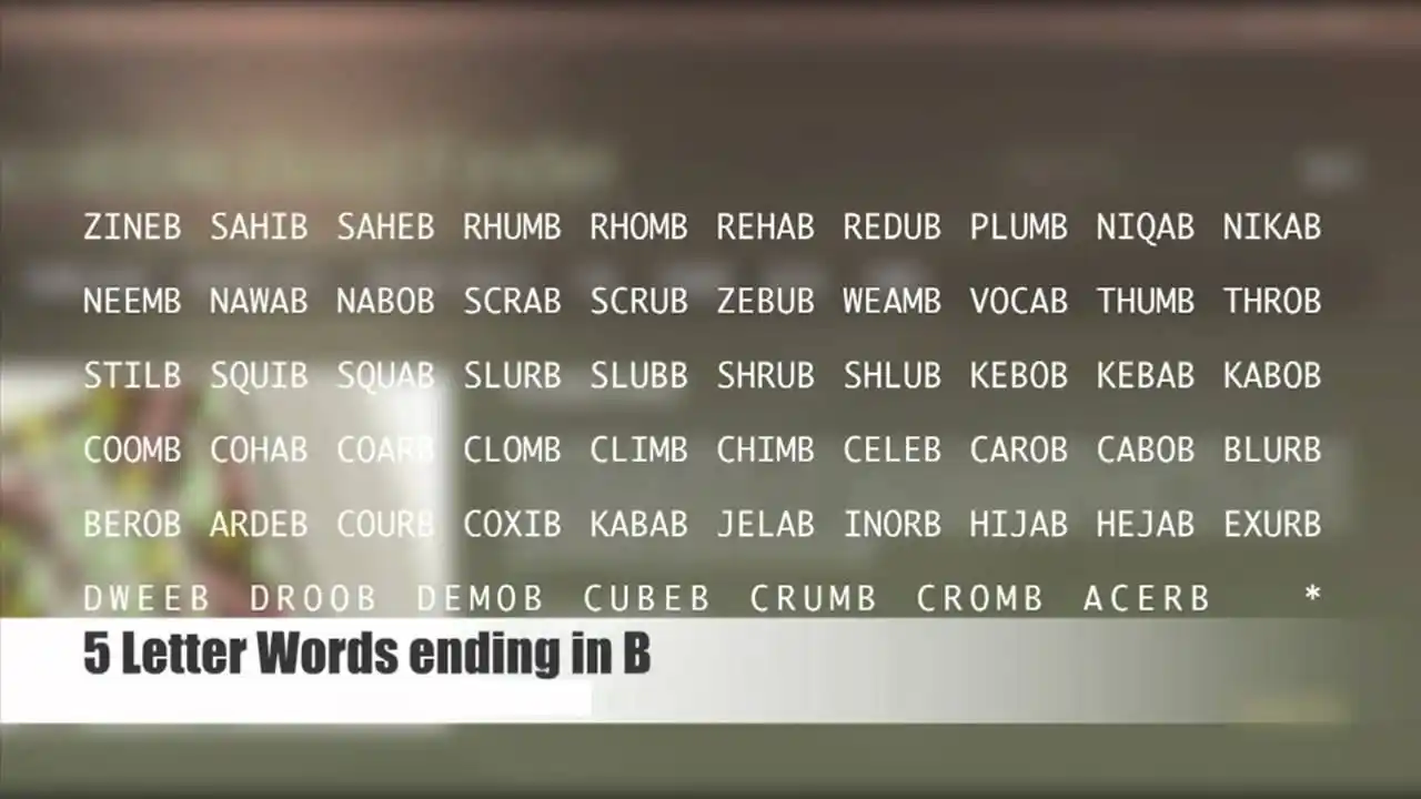 5 letter words that end with b